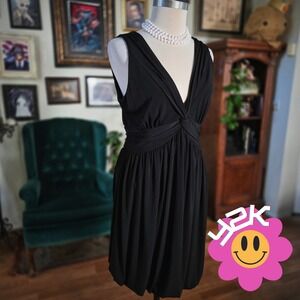 Vintage‎ Y2K Lizzatti Black V-Neck Knot Front Sleeveless Cocktail Party Dress